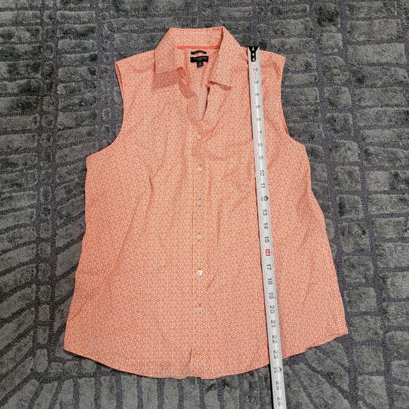 Talbots Size 10P Petite Button Up Polo Tank Top Geometric Professional Golf Top - Picture 6 of 7